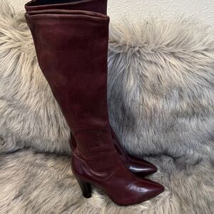 Sergio Rossi Deep Red Heeled Boots Size 38 & 1/2”
